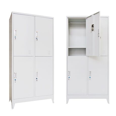 STEELEN Μεταλλική Ντουλάπα - Φοριαμός (Locker) 90x45x190cm 4 Θέσεων Πάχος 0.6mm με Ρυθμιζόμενα Πόδια 46kg Γκρι Ανοιχτό