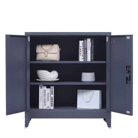 STEELEN Μεταλλική Ντουλάπα 90x45x101cm Πάχους 0.6mm/0.8mm (πάτωμα) Γαλβανιζέ με 2 Ράφια και Ρυθμιζόμενα Πόδια - 3 Αποθηκευτικοί Χώροι Ανθρακί Ματ