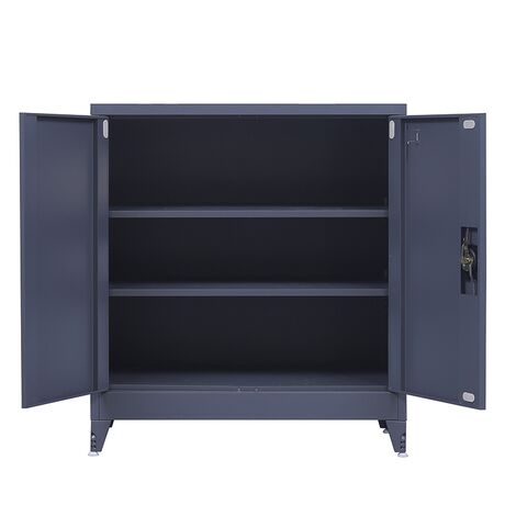 STEELEN Μεταλλική Ντουλάπα 90x45x101cm Πάχους 0.6mm/0.8mm (πάτωμα) Γαλβανιζέ με 2 Ράφια και Ρυθμιζόμενα Πόδια - 3 Αποθηκευτικοί Χώροι Ανθρακί Ματ