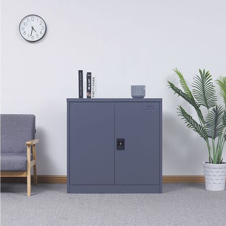 STEELEN Μεταλλική Ντουλάπα 90x45x91cm Πάχους 0.6mm/0.8mm (πάτωμα) Γαλβανιζέ με 2 Ράφια - 3 Αποθηκευτικοί Χώροι ΧΩΡΙΣ ΠΟΔΙΑ Ανθρακί Ματ