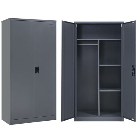 STEELEN Μεταλλική Ντουλάπα 70x40x171cm Πάχους 0.6mm/0.8mm (πάτωμα) ΧΩΡΙΣ ΠΟΔΙΑ Γαλβανιζέ με Χώρισμα - 5 Αποθηκευτικοί Χώροι Ανθρακί Ματ