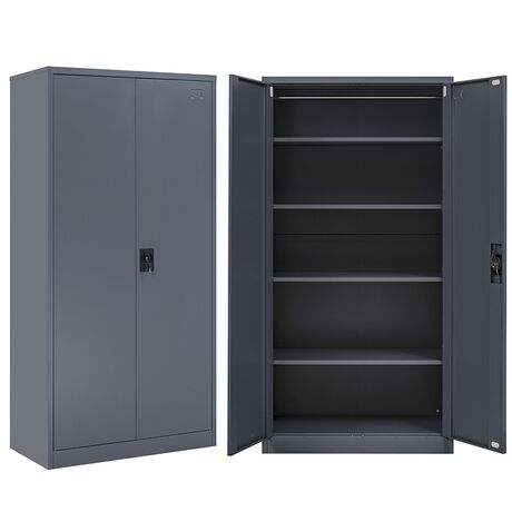 STEELEN Μεταλλική Ντουλάπα 70x40x171cm Πάχους 0.6mm/0.8mm (πάτωμα) Γαλβανιζέ με 4 Ράφια ΧΩΡΙΣ ΠΟΔΙΑ - 5 Αποθηκευτικοί Χώροι Ανθρακί Ματ
