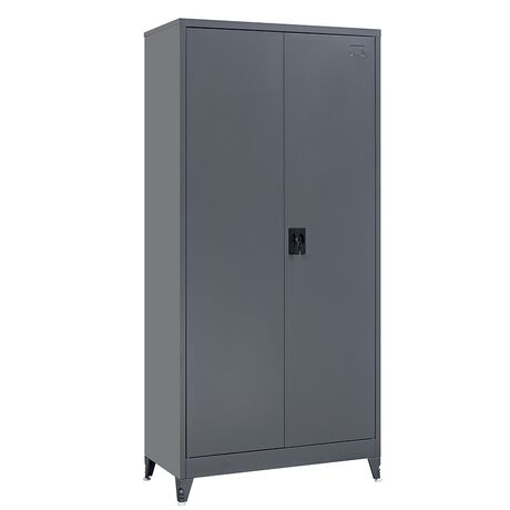 STEELEN Μεταλλική Ντουλάπα 70x40x181cm Πάχους 0.6mm/0.8mm (πάτωμα) Γαλβανιζέ με 4 Ράφια και Ρυθμιζόμενα Πόδια - 5 Αποθηκευτικοί Χώροι Ανθρακί Ματ