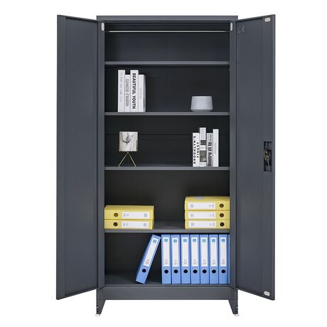 STEELEN Μεταλλική Ντουλάπα 70x40x181cm Πάχους 0.6mm/0.8mm (πάτωμα) Γαλβανιζέ με 4 Ράφια και Ρυθμιζόμενα Πόδια - 5 Αποθηκευτικοί Χώροι Ανθρακί Ματ