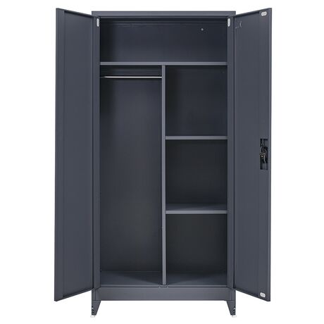 STEELEN Μεταλλική Ντουλάπα 70x40x181cm Πάχους 0.6mm/0.8mm (πάτωμα) Γαλβανιζέ με Χώρισμα και Ρυθμιζόμενα Πόδια - 5 Αποθηκευτικοί Χώροι Ανθρακί Ματ