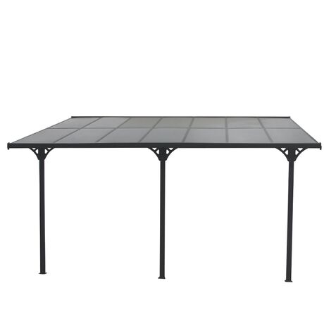VESTA Στέγαστρο ΚήπουΒεράνταςΓκαράζ 435x300cm Αλουμίνιο Πάχους 0.8-1mm Πολυκαρμπονικό Πάνελ Πάχους 6mm Επιφάνεια 13,05m2 Ανθρακί-Διάφανο Ανθρακί