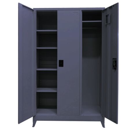 STEELEN Μεταλλική Ντουλάπα 115x45x191cm Γαλβανιζέ 3φυλλη με 5 Ράφια και Ρυθμιζόμενα Πόδια -7 Αποθηκευτικοί Χώροι 56.5kg Ανθρακί Ματ