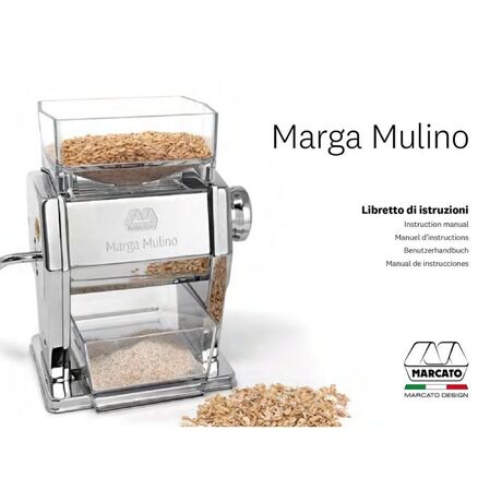 MARCATO Ιταλίας MARGA MULINO Μηχανή Αλέσεως Δημητριακών και Παραγωγής Αλευριού 16x14x22cm Επιχρωμιωμένο Ατσάλι Βάρος 3.62kg