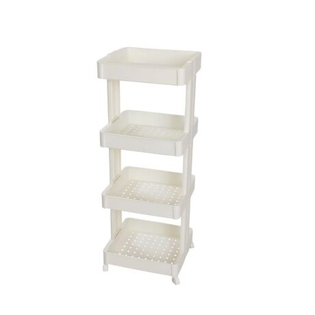 Τρόλεϊ Κουζίνας/Μπάνιου 37.5x23x101cm Πλαστικό 4όροφο με Ρόδες Λευκό