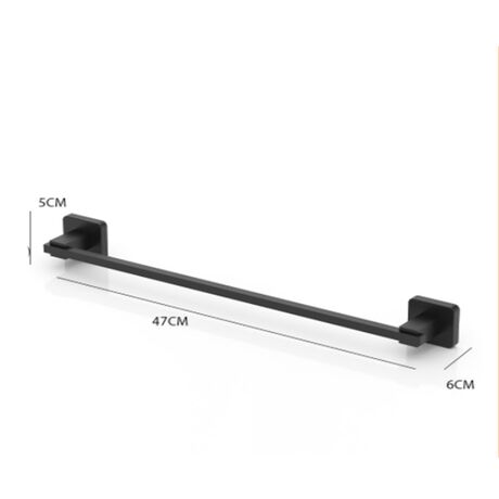 TEKNO-TEL Κρεμάστρα - Ράγα Πετσέτας Μπάνιου 47x6x5cm Αλουμινίου Επιτοίχια με Βίδες Μαύρη Matte