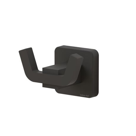 TEKNO-TEL Άγκιστρο-Κρεμάστρα 2 Θέσεων Μπάνιου 18x6x5cm Αλουμινίου Επιτοίχια με Βίδες Μαύρη Matte