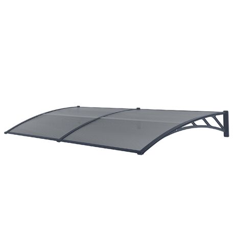 VESTA Στέγαστρο Πόρτας/Παραθύρου 240x100cm Πλαστικό ABS Αλουμίνιο Πάχους 1mm Πολυκαρμπονικό Πάνελ Πάχους 5mm 7.6kg Ανθρακί-Διάφανο Ανθρακί