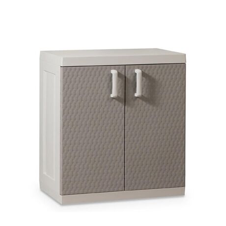 TOOMAX Ιταλίας XXL Πλαστική Ντουλάπα 89x54x96cm 16.5kg με 2 Εσωτερικά Ράφια-3 Χώρους MAX Αντοχή 120kg GREY/WARM GREY RATTAN XXL TUV/GS FASHION