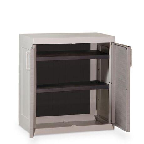TOOMAX Ιταλίας XXL Πλαστική Ντουλάπα 89x54x96cm 16.5kg με 2 Εσωτερικά Ράφια-3 Χώρους MAX Αντοχή 120kg GREY/WARM GREY RATTAN XXL TUV/GS FASHION