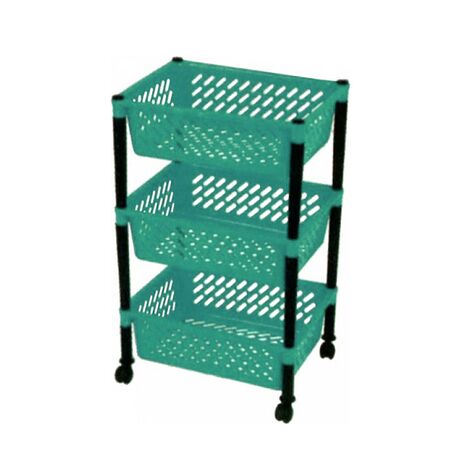 Τρόλεϊ Τροφίμων 39x30x62cm 3όροφο 1.4kg Πλαστικό με Ρόδες Βεραμάν-Μαύρο