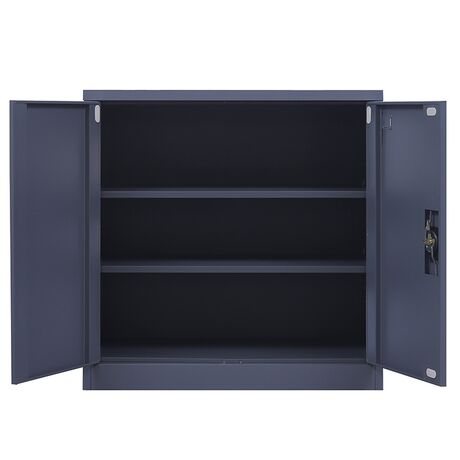 STEELEN Μεταλλική Ντουλάπα 70x40x91cm Πάχους 0.6mm/0.8mm (πάτωμα) Γαλβανιζέ με 2 Ράφια - 3 Αποθηκευτικοί Χώροι ΧΩΡΙΣ ΠΟΔΙΑ Ανθρακί Ματ