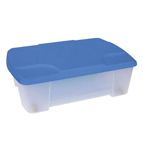 ARTPLAST Ιταλίας Κουτί Αποθήκευσης 56.5x39x19cm Πλαστικό 26lt με Ρόδες Βάρος 1.5kg Διάφανο με Μπλε Καπάκι