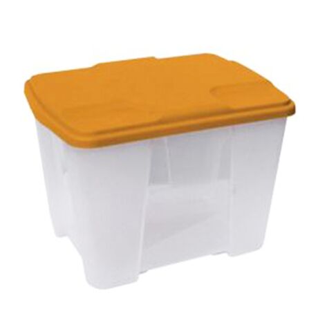 ARTPLAST Ιταλίας Κουτί Αποθήκευσης 56.5x39x35cm Πλαστικό 51lt με Ρόδες Βάρος 2kg Διάφανο με Πορτοκαλί Καπάκι