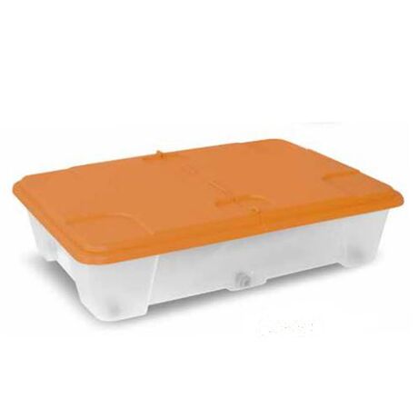 Artplast Ιταλίας Κουτί Αποθήκευσης 79.5x59x20cm Πλαστικό 60lt με Ρόδες Βάρος 2.45kg Διάφανο με Πορτοκαλί Καπάκι