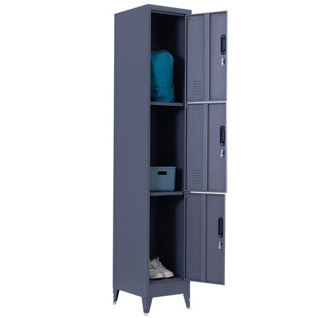 STEELEN Μεταλλική Ντουλάπα - Φοριαμός (Locker) 38x45x191cm 3 Θέσεων 22kg Πάχος 0.4mm 4 Ρυθμιζόμενα Πόδια Ανθρακί Ματ