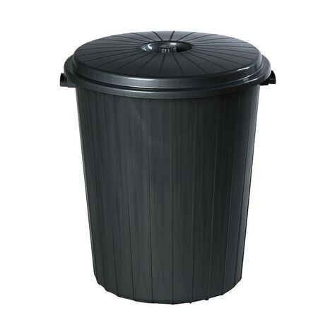 Kάδος Απορριμμάτων 70lt Ø44x54cm Πλαστικός με Καπάκι 1.3 Kg Κουζίνας-Επαγγελματικός Μαύρο