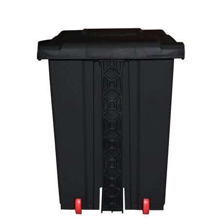 Κάδος Απορριμάτων 50lt 43x41x56cm Πλαστικός 3.8kg με Εσωτερικό Κάδο 36x29x47.5cm + Πεντάλ + Ρόδες + Μικρό Ανοιγόμενο Καπάκι Μαύρο - Μαύρο