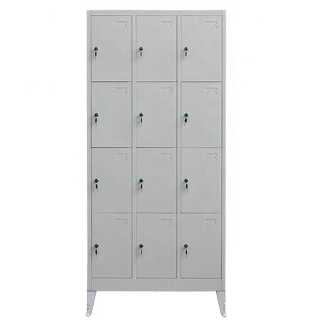 STEELEN Μεταλλική Ντουλάπα - Φοριαμός (Locker) 90x40x195cm 12 Θέσεων με Ρυθμιζόμενα Πόδια Πάχος 0.4mm 42kg Γκρι Ανοικτό