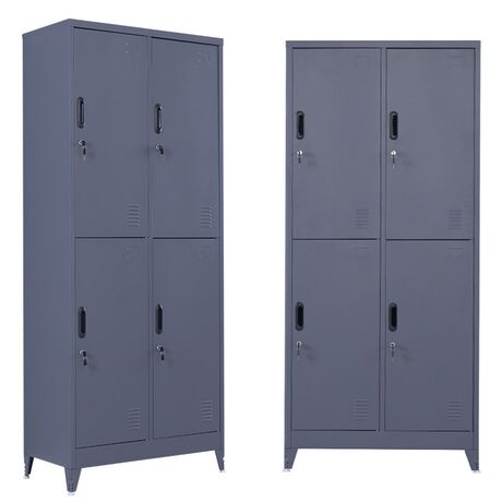 STEELEN Μεταλλική Ντουλάπα - Φοριαμός (Locker) 90x45x190cm 4 Θέσεων Πάχος 0.4mm με Ρυθμιζόμενα Πόδια 46kg Ανθρακί Ματ