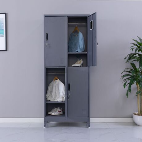 STEELEN Μεταλλική Ντουλάπα - Φοριαμός (Locker) 90x45x190cm 4 Θέσεων Πάχος 0.4mm με Ρυθμιζόμενα Πόδια 46kg Ανθρακί Ματ