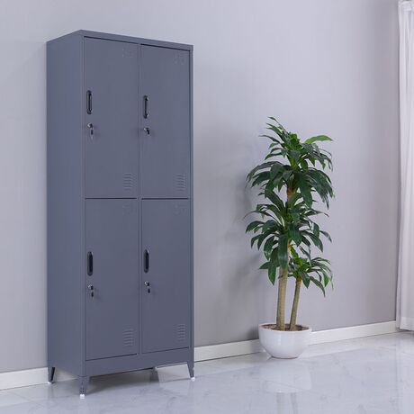 STEELEN Μεταλλική Ντουλάπα - Φοριαμός (Locker) 90x45x190cm 4 Θέσεων Πάχος 0.4mm με Ρυθμιζόμενα Πόδια 46kg Ανθρακί Ματ