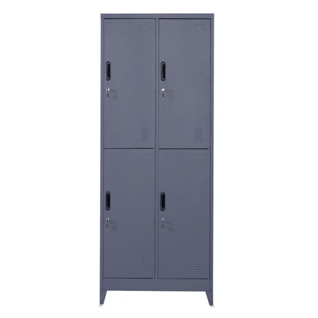 STEELEN Μεταλλική Ντουλάπα - Φοριαμός (Locker) 90x45x190cm 4 Θέσεων Πάχος 0.4mm με Ρυθμιζόμενα Πόδια 46kg Ανθρακί Ματ