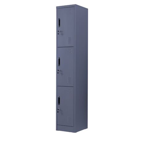 STEELEN Μεταλλική Ντουλάπα - Φοριαμός (Locker) 38x45x180cm ΧΩΡΙΣ ΠΟΔΙΑ 3 Αποθηκευτικοί Χώροι 22kg Πάχος 0.4mm Χωρίς Πόδια Ανθρακί Ματ