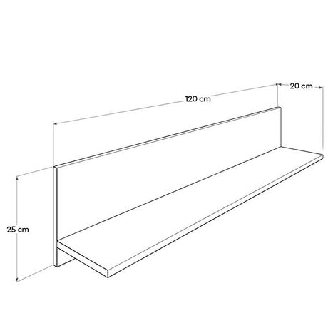 Ράφι Διακοσμητικό με Πλάτη 120x20x25cm Ξύλινο Λευκό Γυαλιστερό 5,8kg RAF11DD