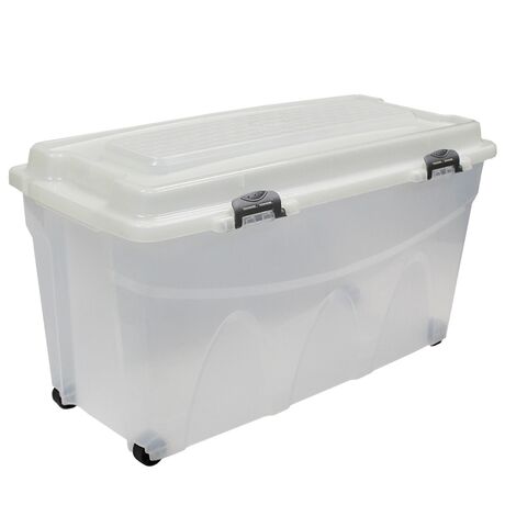 BAMA Ιταλίας Κουτί Αποθήκευσης 80x40x45cm 85lt Πλαστικό με Κλιπς και 4 Ρόδες Διάφανο IPERBOX