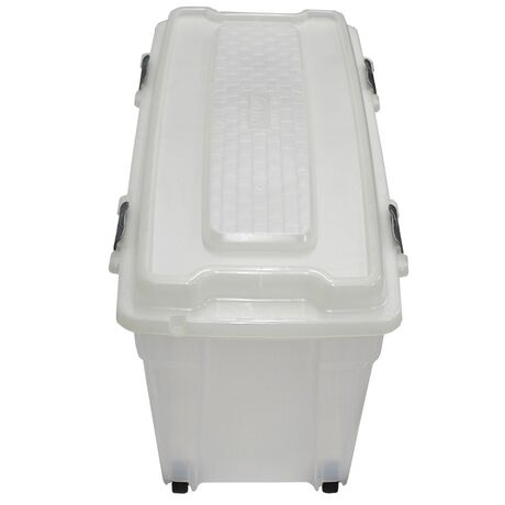 BAMA Ιταλίας Κουτί Αποθήκευσης 80x40x45cm 85lt Πλαστικό με Κλιπς και 4 Ρόδες Διάφανο IPERBOX