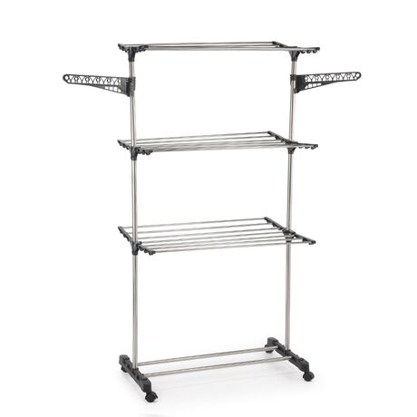 VESTA Απλώστρα Ρούχων PRATICO 80x57x165cm INOX Βάρος 2.65kg Πτυσσόμενη με Ρόδες