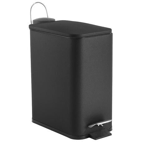VESTA Κάδος Μπάνιου 5lt Ορθογώνιος με Πεντάλ Soft Close 29x14x30cm Καπάκι Slim Μεταλλικός Matte Μαύρος
