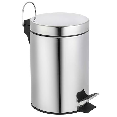 VESTA Σετ Κάδος Μπάνιου 7lt με Πεντάλ Ø20.5x32.5cm Εσωτερικό Κάδο και Πιγκάλ Ø9.5x37cm Ανοξείδωτο Ατσάλι (ΙΝΟΧ) Γυαλιστερό Ασημί
