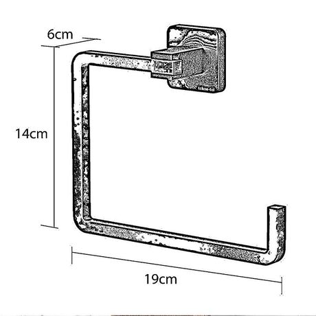 TEKNO-TEL Κρεμάστρα Πετσέτας Μπάνιου 19x6x14cm Αλουμινίου Επιτοίχια με Βίδες Μαύρη Matte