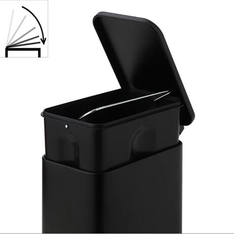 VESTA Κάδος Μπάνιου 5lt Ορθογώνιος με Πεντάλ Soft Close 29x14x30cm Καπάκι Slim Μεταλλικός Matte Μαύρος