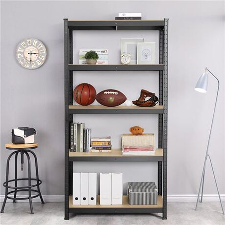 VESTA Μεταλλική Γαλβανιζέ Ραφιέρα Dexion 5όροφη 90x40x180cm με Μοριοσανίδες Πάχους 4mm 13.4kg Πάχος Δοκών 0.63mm MAX Αντοχή 875kg (175kg / Ράφι) Μαύρη