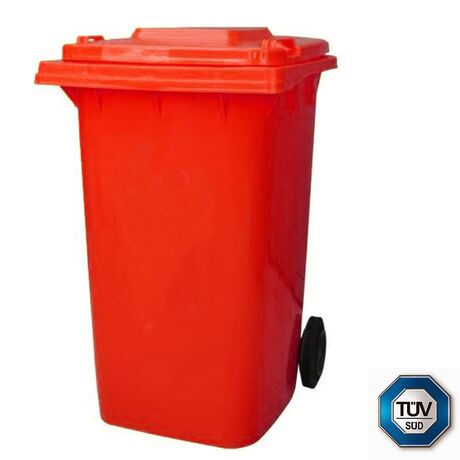 Κάδος Απορριμμάτων με Ρόδες 80lt 50x46x92cm Πλαστικός ΒΑΡΕΟΥ ΤΥΠΟΥ 7.5kg με Χειρολαβή Επαγγελματικός/Κήπου Κόκκινος ICS Ιταλίας