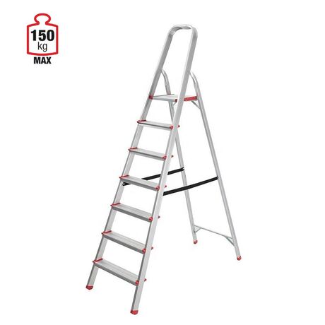VESTA Σκάλα Aλουμινίου 6+1 Σκαλιά 49x121.5 x186cm Αντοχής150kg Βάρους 4.3kg με Ιμάντα