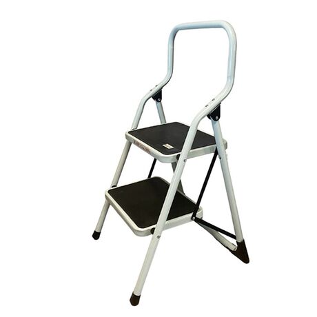 VESTA Σκαλοσκαμπό Μεταλλικό 45x47x87cm με 2 Σκαλιά MAX Αντοχή 150kg Βάρος 4.9kg PLUS Λευκό