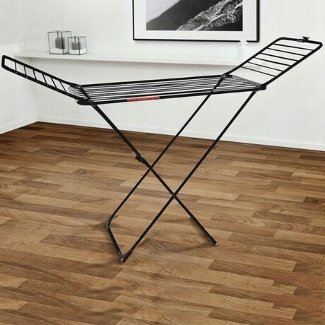 Vileda Απλώστρα Ρούχων Αλουμινίου 173x56x116cm 3φυλλη με Ρόδες Άπλωμα 20m Βάρος 2.82kg Αντοχή 20kg Extra Ultimate Μαύρη DEMI Γερμανίας