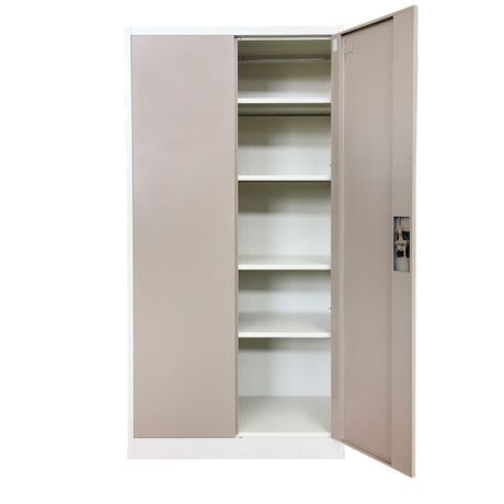 STEELEN Μεταλλική Ντουλάπα 90x45x181cm Πάχους 0.6mm/0.8mm (πάτωμα) Γαλβανιζέ με Χώρισμα ΧΩΡΙΣ ΠΟΔΙΑ - 5 Αποθηκευτικοί Χώροι Taupe - Μπεζ