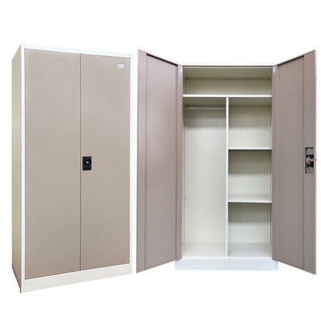STEELEN Μεταλλική Ντουλάπα 70x40x171cm Πάχους 0.6mm/0.8mm (πάτωμα) Γαλβανιζέ με Χώρισμα ΧΩΡΙΣ ΠΟΔΙΑ - 5 Αποθηκευτικοί Χώροι Taupe - Μπεζ
