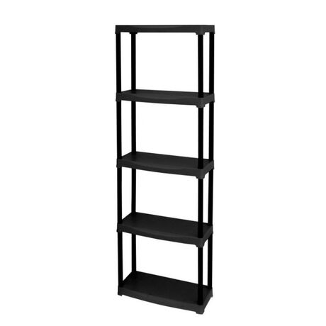 ARTPLAST Ιταλίας Πλαστική Ραφιέρα 5kg 5όροφη 60x30x176cm Αντοχή 25kg Max Αντοχή 125kg Σταθερά Ράφια Μαύρο