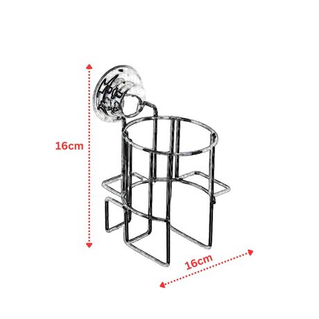 TEKNO-TEL Θήκη για Σεσουάρ 16x14x16cm Πάχος Ø5mm Αντοχή 12kg Επιχρωμιωμένο Ατσάλι με Βεντούζα EXTRA STRONG