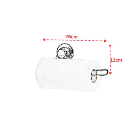 TEKNO-TEL Χαρτοθήκη για Ρολό Κουζίνας 26x13x8cm Πάχος Ø7mm Αντοχή 12kg Επιχρωμιωμένο Ατσάλι με Βεντούζα EXTRA STRONG